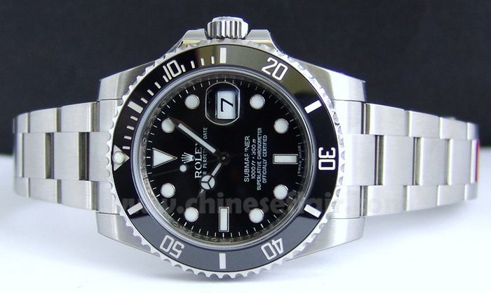Swiss New Rolex SS Black Ceramic Submariner Rolex 16610 Replica